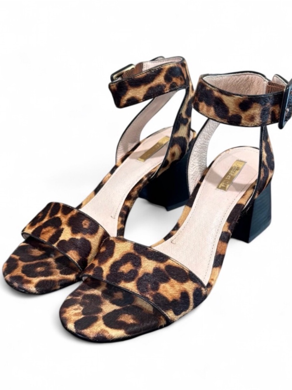 Louise et Cie Leopard Print Block Heel Pumps Sandals Size 8.5